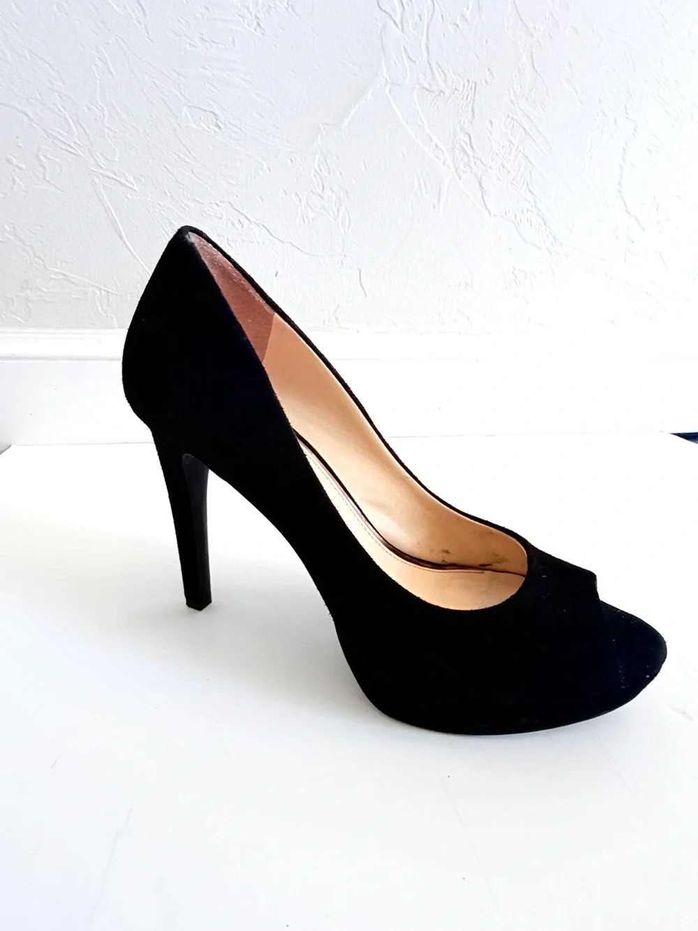 Jessica Simpson Kelli Peep Toe Platform Pumps, Black Suede, 9M 👠